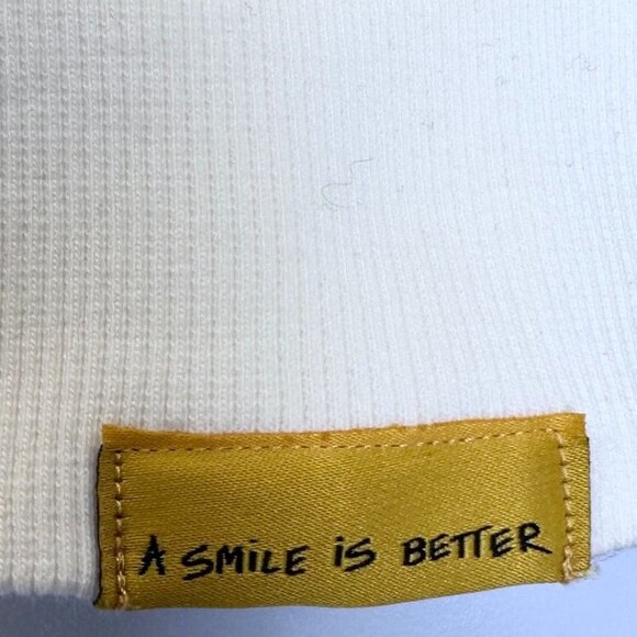 DESIGUAL Amazonas White Smiley Sweatshirt Rave Culture Cropped Relaxed Sz L NWT - Picture 13 of 13